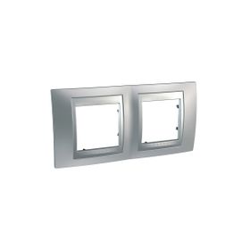 Schneider MGU66.004.038 Unica Top Satine Alüminyum 2'li Yatay Anahtar Priz Çerçevesi
