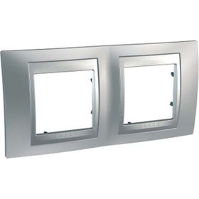 Schneider MGU66.004.038 Unica Top Satine Alüminyum 2'li Yatay Anahtar Priz Çerçevesi