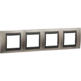 Schneider MGU66.008.239 Unica Top Mat Nikel Grafit 4'lü Yatay Anahtar Priz Çerçevesi