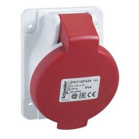 Schneider PKY16F434 Pratika 380-415V AC 4x16A 3P+E Trifaze IP44 Hızlı Bağlantı Eğik Makine Prizi