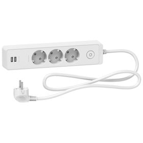 Schneider ST943U1W Anahtarlı Electric Unica 3'lü 1.5 Metre USB Girişli Grup Priz