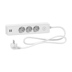 Schneider ST943U1W Anahtarlı Electric Unica 3'lü 1.5 Metre USB Girişli Grup Priz