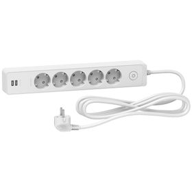 Schneider ST945U3W Anahtarlı Electric Unica 5'li 3 Metre USB Girişli Grup Priz