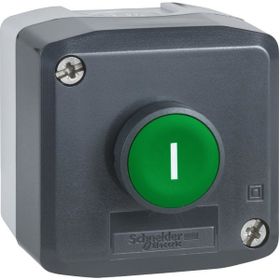 Schneider XALD102 22 mm 1NA Yaylı Dönüşlü Yeşil I İşaretli Butonlu Gri Kumanda Kutusu
