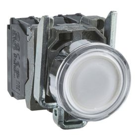 Schneider XB4BW31M5 22 mm 220-240V 1NA+1NK Yaylı Dönüşlü Beyaz Işıklı Buton
