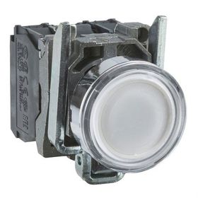 Schneider XB4BW31M5 22 mm 220-240V 1NA+1NK Yaylı Dönüşlü Beyaz Işıklı Buton