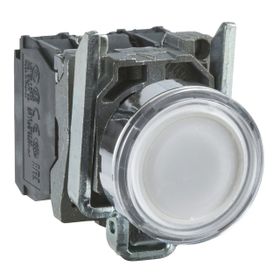 Schneider XB4BW31M5 22 mm 220-240V 1NA+1NK Yaylı Dönüşlü Beyaz Işıklı Buton