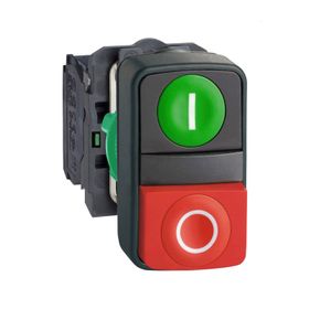Schneider XB5-AL73415 Çiftli Kırmızı Yeşil Düz Kafalı Yaylı Buton