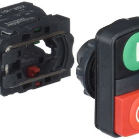 Schneider XB5-AL73415 Çiftli Kırmızı Yeşil Düz Kafalı Yaylı Buton