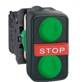 Schneider XB5AA731327 1NA+1NK+1NA 22 mm Sıva Altı Kırmızı Stop/Yeşil I-II İşaretli 3 Başlıklı Buton