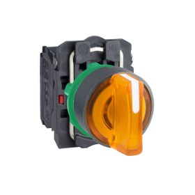 Schneider XB5AK135B5 24V 22 mm 1NA+1NK 3 Konumlu Sabit Turuncu Işıklı Mandal Buton