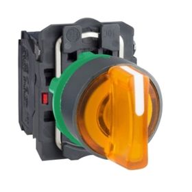Schneider XB5AK135B5 24V 22 mm 1NA+1NK 3 Konumlu Sabit Turuncu Işıklı Mandal Buton