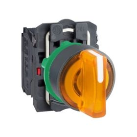 Schneider XB5AK135B5 24V 22 mm 1NA+1NK 3 Konumlu Sabit Turuncu Işıklı Mandal Buton