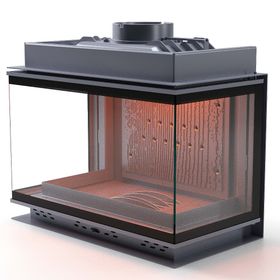 Schömne Diamond Klapeli Üç Tarafı Camlı Siyah 70 cm Döküm Şömine Haznesi