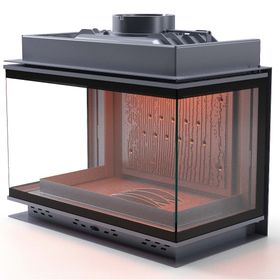 Schömne Diamond Klapeli Üç Tarafı Camlı Siyah 80 cm Döküm Şömine Haznesi