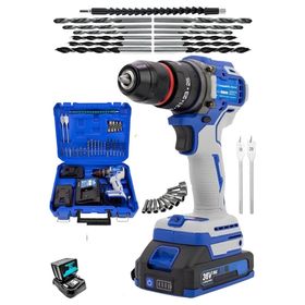 Schutzenger 980F Mavi Şarjlı Kömürsüz Motor Çelik Mandren 10 mm Vidalama Akülü Darbeli Matkap