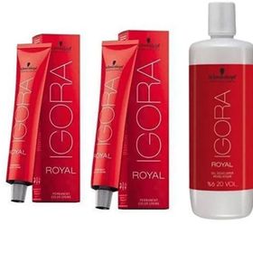 Schwarzkopf 2 Adet Igora Royal 4-68 Kahve-Çikolata Kızıl Saç Boyası + 1 lt Oksidan