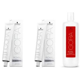 Schwarzkopf 2 Adet Igora Royal Absolutes Silverwhite Slate Grey Saç Boyası + 1 lt Oksidan