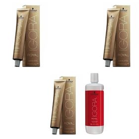 Schwarzkopf İgora 3 Adet Royal Absolutes 9-60 Sarı Doğal Çikolata Saç Boyası + 1 lt Oksidan