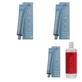 Schwarzkopf İgora 3 Adet Royal Highlifts 10-4 Ultra Sarı Bej Saç Boyası + 1 lt Oksidan