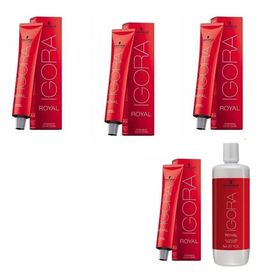 Schwarzkopf İgora 4 Adet Royal 5-5 Açık Kahve Altın Saç Boyası + 1 lt Oksidan