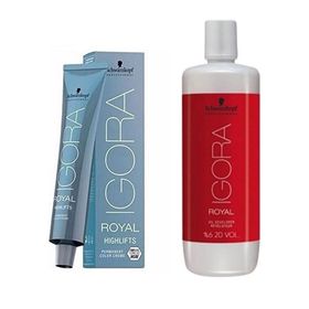 Schwarzkopf İgora 7 Adet Royal Highlifts 10-4 Ultra Sarı Bej Saç Boyası + 1 lt Oksidan