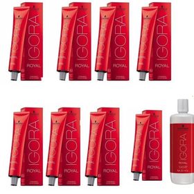 Schwarzkopf İgora 8 Adet Royal 6-99 Koyu Kumral Yoğun Viyole Saç Boyası + 1 lt Oksidan