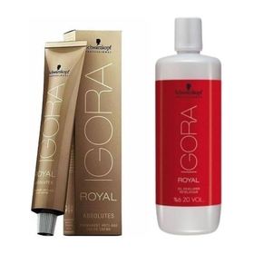 Schwarzkopf İgora 8 Adet Royal Absolutes 9-60 Sarı Doğal Çikolata Saç Boyası + 1 lt Oksidan
