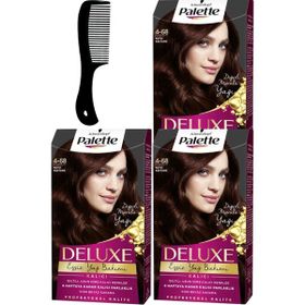 Schwarzkopf Palette Deluxe 4-68 Koyu Kestane x3 Saç Boyası+Saç Açıcı Tarak