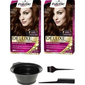 Schwarzkopf Palette Deluxe 5-60 Sıcak Çikolata x2 Saç Boyası + Saç Açıcı Tarak