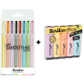 Scrikss 5'li Pastel Renkler Fosforlu Kalem ve Smoothie 8'li Jel Kalem Seti