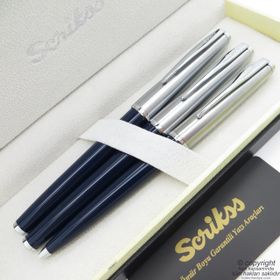 Scrikss 78 Metropolis Lacivert Dolma Roller Tükenmez Kalem Seti