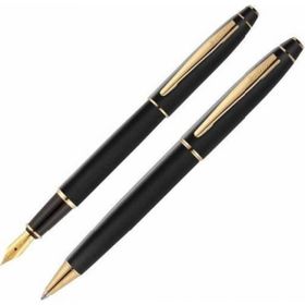 Scrikss Elagance 35 Dolma Kalem Medium Uc + Tükenmez Kalem + Versatil Kalem 0.7mm Üçlü Set Mat Siyah Altın SCR-T000SAII35058A