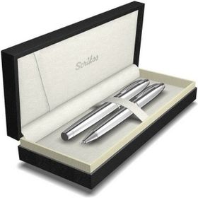Scrikss Elagance 35 Dolma Kalem Medium Uc + Tükenmez Kalem + Versatil Kalem 0.7mm Üçlü Set Mat Siyah Altın SCR-T000SAII35058A