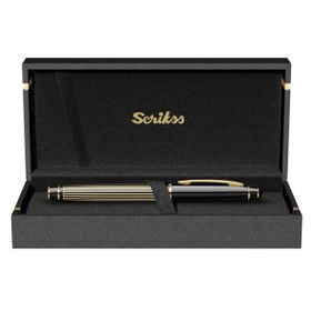 Scrikss Noble 35L Çizgi Desenli Siyah Altın Dolma Kalem