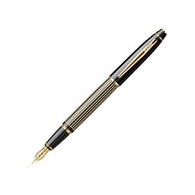 Scrikss Noble 35L Çizgi Desenli Siyah Altın Dolma Kalem