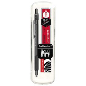 Scrikss Office Graphx Mat Siyah 0.5 mm Mekanik Kurşun Kalem Silgi Min 3'lü Set