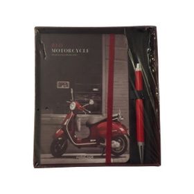Scrikss Red Motorcycle Çizgili A6 Defter + Smartpen Tükenmez Kalem