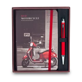 Scrikss Red Motorcycle Çizgili A6 Defter + Smartpen Tükenmez Kalem