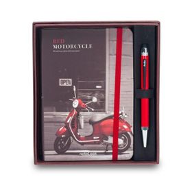 Scrikss Red Motorcycle Çizgili A6 Defter + Smartpen Tükenmez Kalem