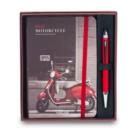 Scrikss Red Motorcycle Çizgili A6 Defter + Smartpen Tükenmez Kalem