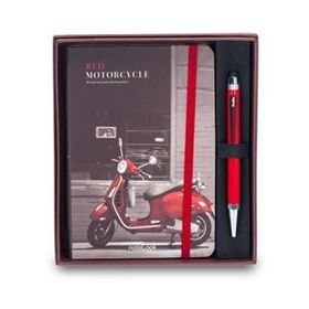 Scrikss Red Motorcycle Çizgili A6 Defter + Smartpen Tükenmez Kalem