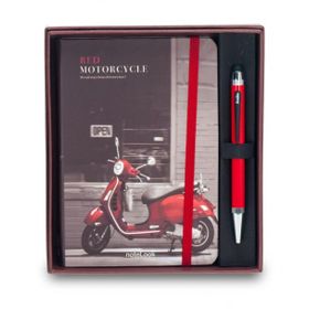 Scrikss Red Motorcycle Çizgili A6 Defter + Smartpen Tükenmez Kalem