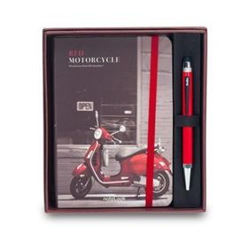 Scrikss Red Motorcycle Çizgili A6 Defter + Smartpen Tükenmez Kalem