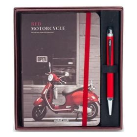 Scrikss Red Motorcycle Çizgili A6 Defter + Smartpen Tükenmez Kalem