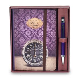 Scrikss Retro Clock A6 Çizgili Defter + Smartpen Mor Tükenmez Kalem