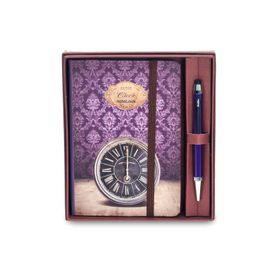 Scrikss Retro Clock A6 Çizgili Defter + Smartpen Mor Tükenmez Kalem