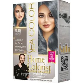 Sea Color 2 Tüp Home Colorist 9.18 Pastel Kül Premium Evde Profesyonel Sonuç Saç Boyası