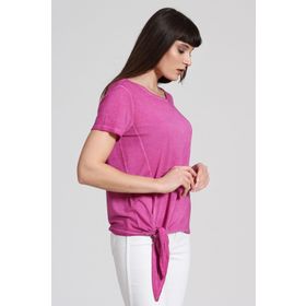 Seamoda PRA-236843-771560 Pembe Yan Kısmı Bağlamalı Kadın T-Shirt