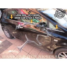 Seat Leon 2006-2012 Paslanmaz Çelik 6 Parça Krom Cam Çıtası